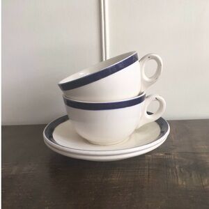 Antique Roi De Bleu Alfred Meakin Tea Cups and Saucers England